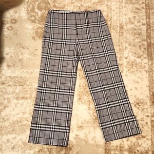 NWOT Zara black and white plaid cropped dress pants